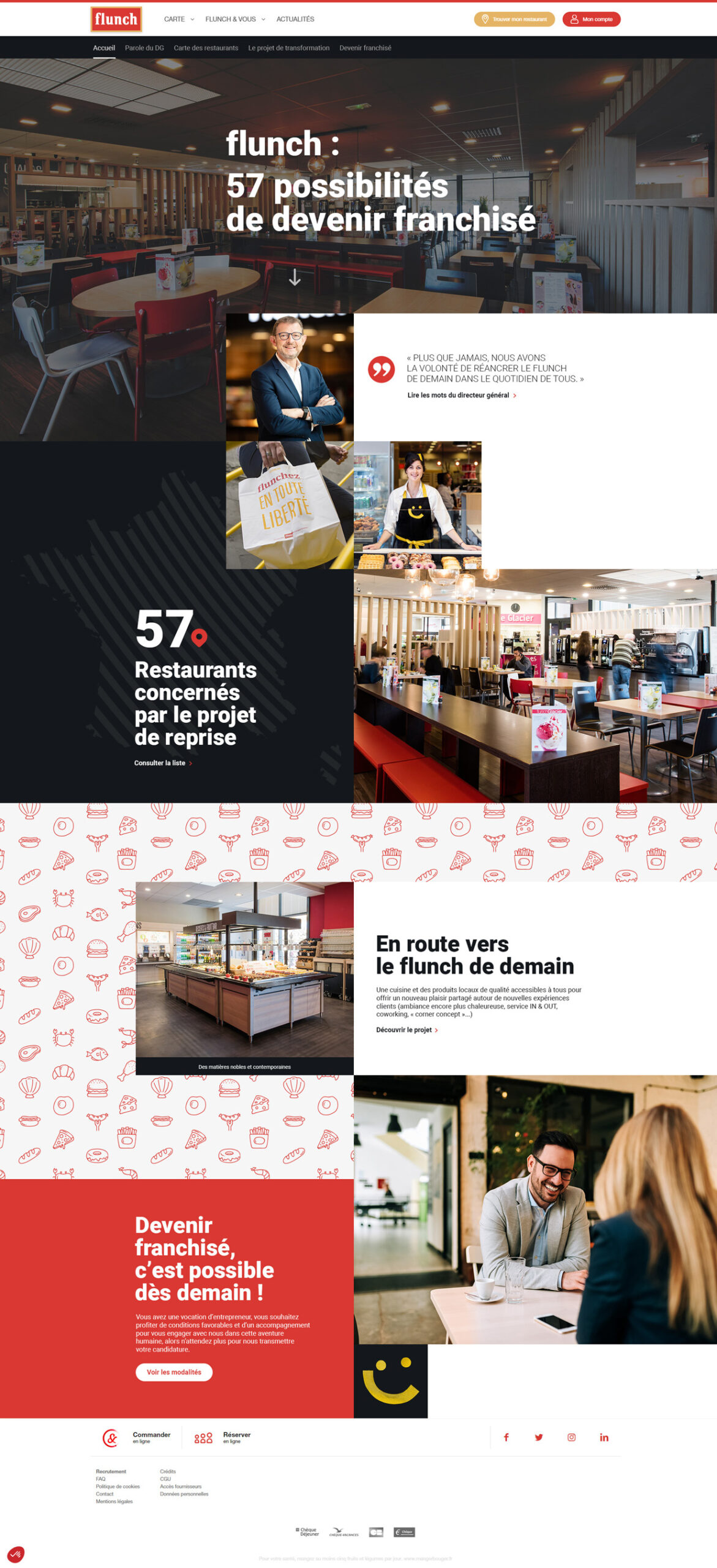 Design page d'accueil du site internet flunch franchisés