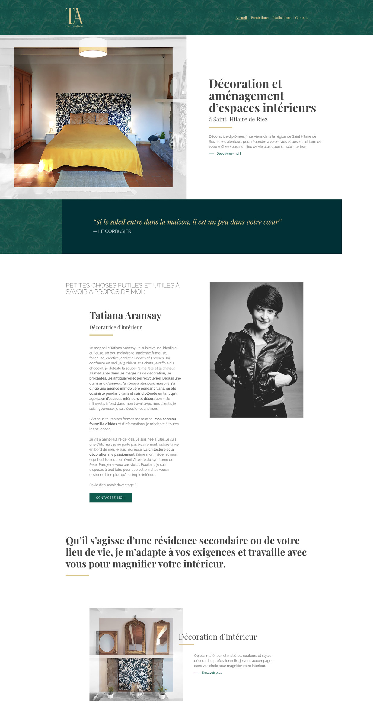 Design desktop page d'accueil - tadecoration.fr - partie 1