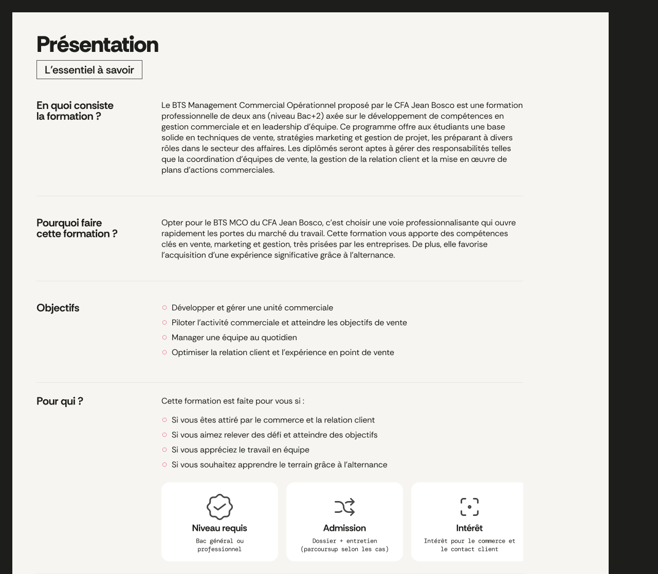 Design CFA Jean Bosco - mise en page