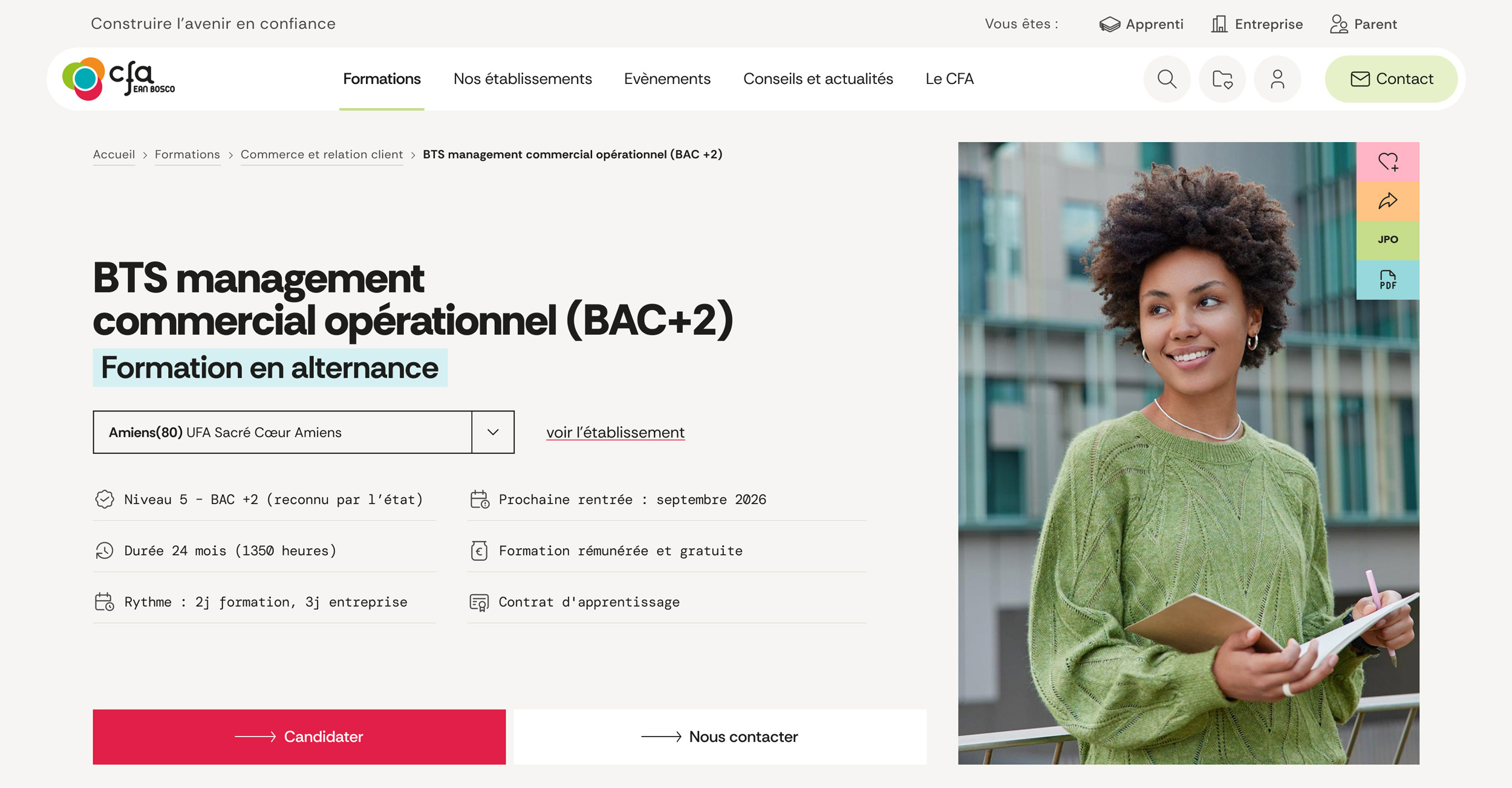 UI Design - page formation CFA Jean Bosco